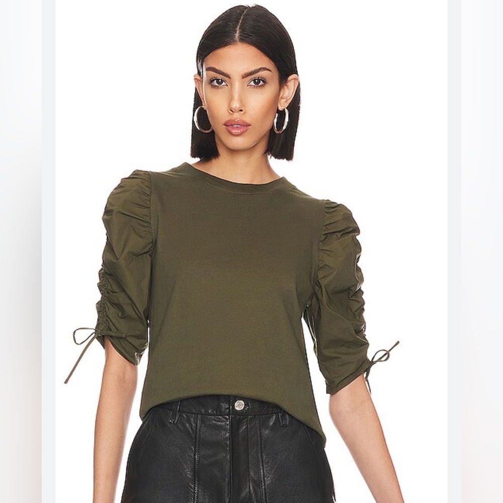 Frame Ruched Sleeve Tee Size XS